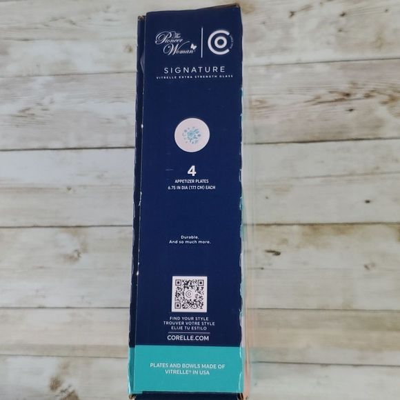 NEW The Pioneer Woman Corelle Signature Evie Teal Appetizer Plate Set - Picture 9 of 10